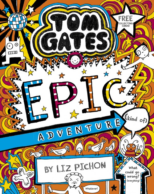 Tom Gates series. Book 13. 'Epic Adventure' book cover orange with shapes